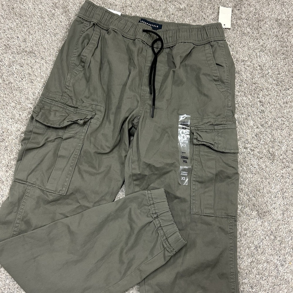 Aeropostale Cargo Jogger Pants Mens XS Green Drawstring 29" Inseam New with Tags